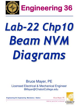 Bruce Mayer, PE Licensed Electrical &amp; Mechanical Engineer BMayer@ChabotCollege