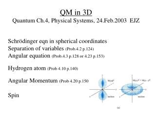 QM in 3D Quantum Ch.4, Physical Systems, 24.Feb.2003 EJZ