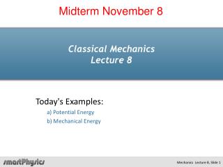 Classical Mechanics Lecture 8