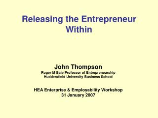 Releasing the Entrepreneur Within