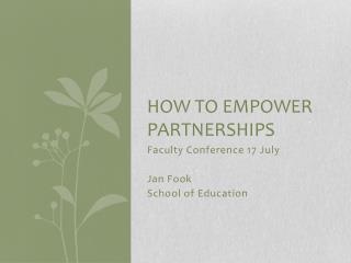 How to empower partnerships