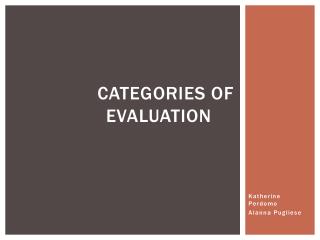 Categories of evaluation