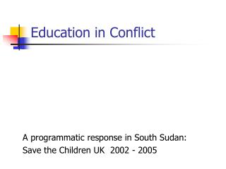 Education in Conflict