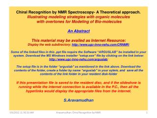 Chiral Recognition by NMR Spectroscopy- A Theoretical approach.