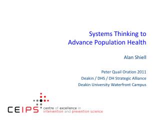 Systems Thinking to Advance Population Health