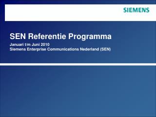 SEN Referentie Programma