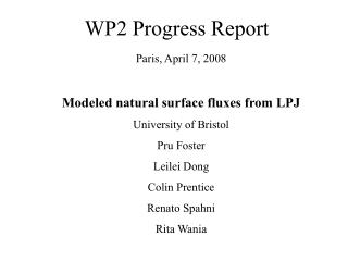 WP2 Progress Report