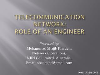 Telecommunication network: role of an engineer