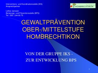 GEWALTPRÄVENTION OBER-/MITTELSTUFE HOMBRECHTIKON