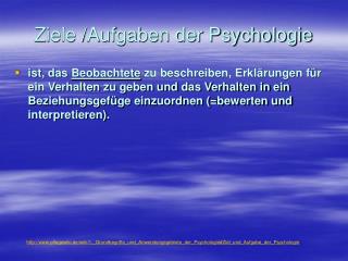 Ziele /Aufgaben der Psychologie