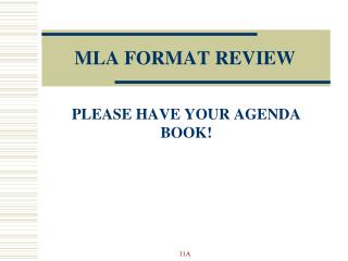 MLA FORMAT REVIEW