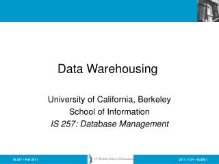 Data Warehousing