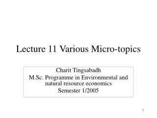 Lecture 11 Various Micro-topics