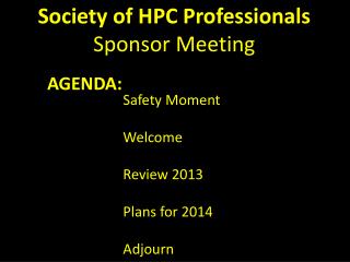 Society of HPC Professionals Sponsor Meeting