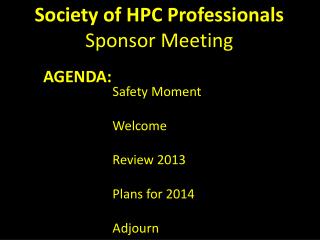 Society of HPC Professionals Sponsor Meeting