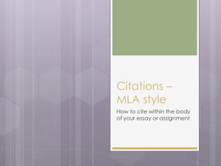 Citations – MLA style