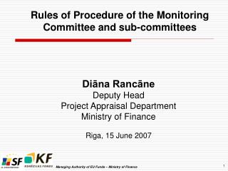 Rules of Procedure of the Monitoring Committee and s ub-committees