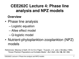 CEE262C Lecture 4: Phase line analysis and NPZ models