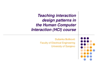 Teaching interaction design patterns in the Human Computer Interaction (HCI) course