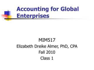 Accounting for Global Enterprises