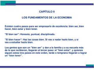 CAPÍTULO II LOS FUNDAMENTOS DE LA ECONOMIA