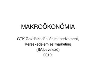 MAKROÖKONÓMIA