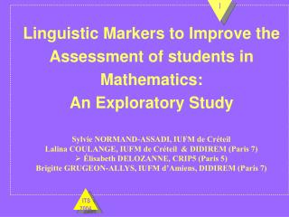 Linguistic Markers to Improve the Assessment of students in Mathematics: An Exploratory Study