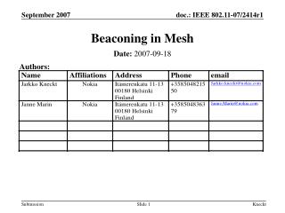 Beaconing in Mesh