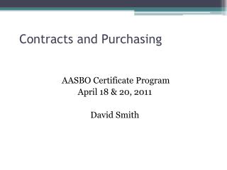 Contracts and Purchasing