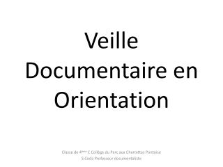 Veille Documentaire en Orientation