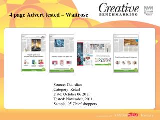4 page Advert tested – Waitrose