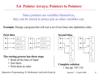 5.6 Pointer Arrays; Pointers to Pointers