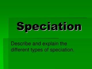 Speciation