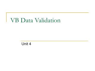 VB Data Validation