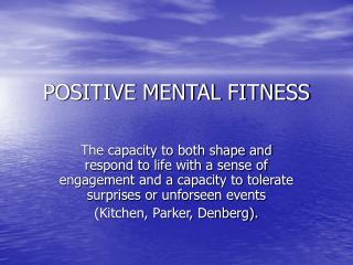 POSITIVE MENTAL FITNESS