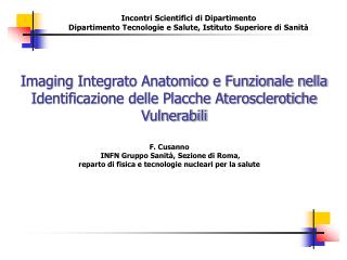 F. Cusanno INFN Gruppo Sanità, Sezione di Roma,