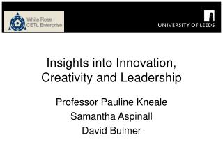 Insights into Innovation, Creativity and Leadership