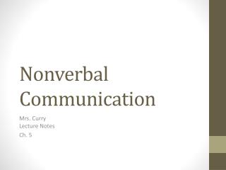 Nonverbal Communication