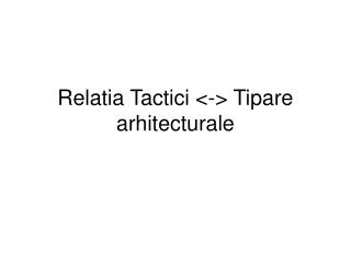 Relatia Tactici &lt;-&gt; Tipare arhitecturale