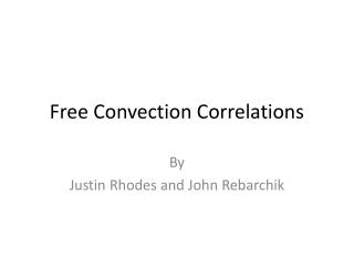 Free Convection Correlations