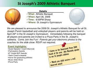St Joseph’s 2009 Athletic Banquet