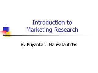 Introduction to Marketing Research