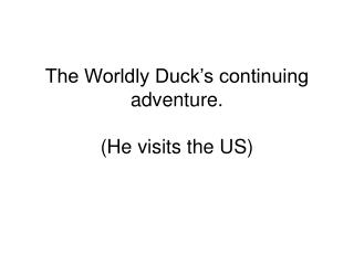 The Worldly Duck’s continuing adventure. (He visits the US)
