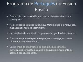 Programa de Português do Ensino Básico