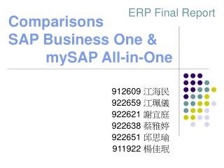 Comparisons SAP Business One & mySAP All-in-One