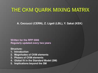 The CKM quark mixing matrix