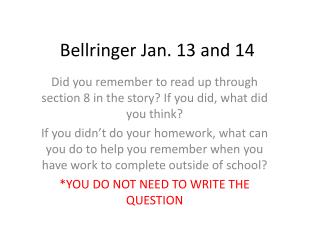 Bellringer Jan. 13 and 14