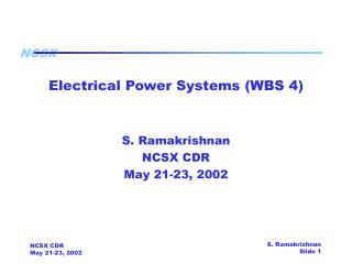 Electrical Power Systems (WBS 4)