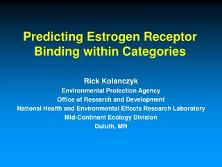 Predicting Estrogen Receptor Binding within Categories
