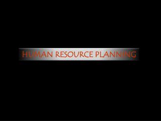HUMAN RESOURCE PLANNING